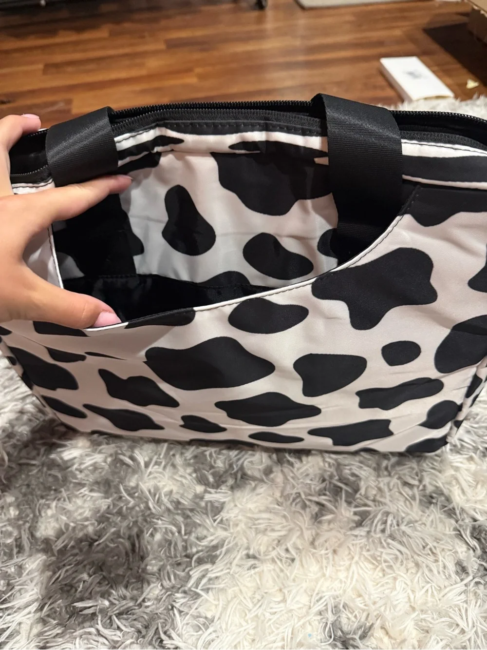 Large Cow Print Computer Case Bag W/ Strap and Storage